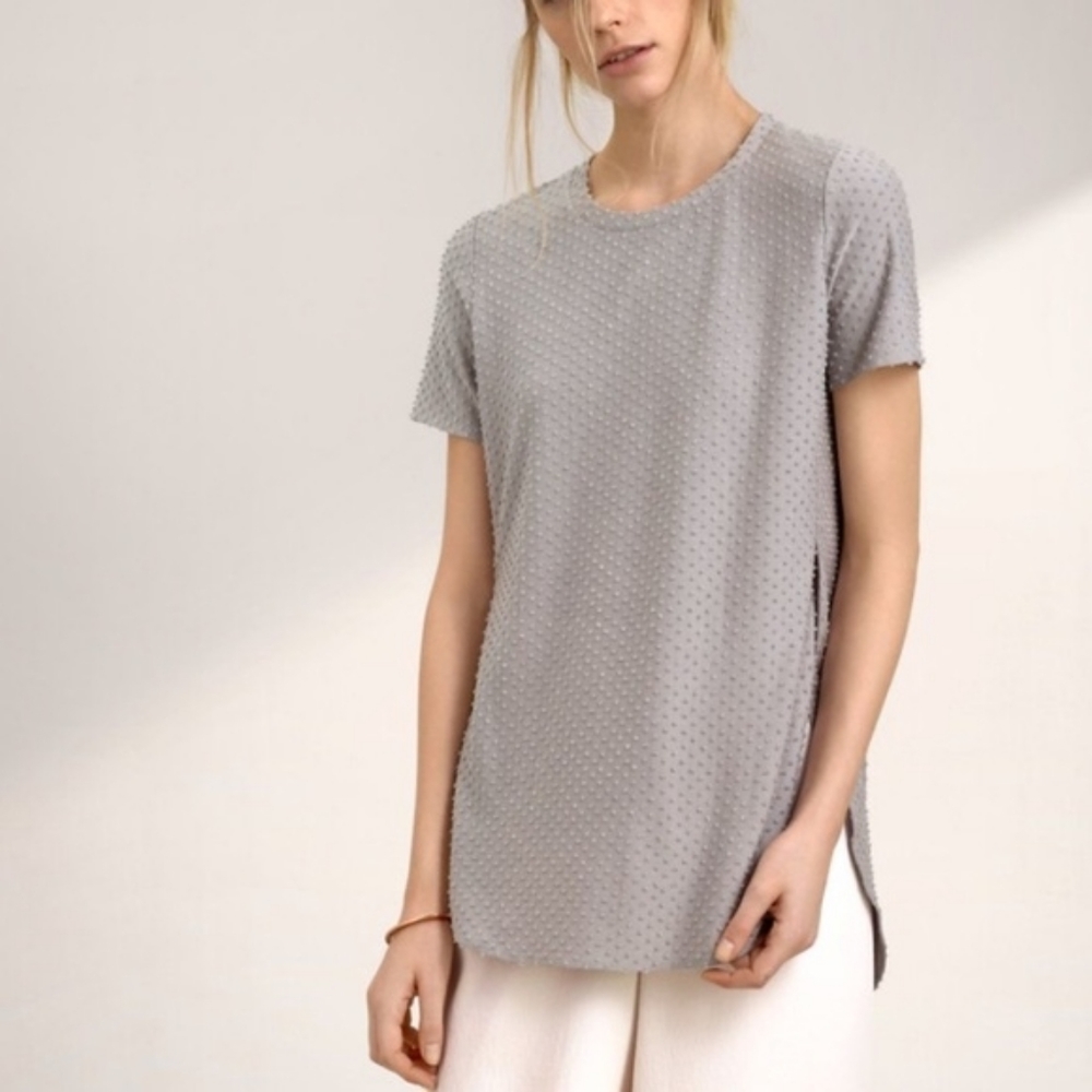 Aritzia Wilfred Top Capucine Swiss Dot Textured Neutral Minimalist Academia